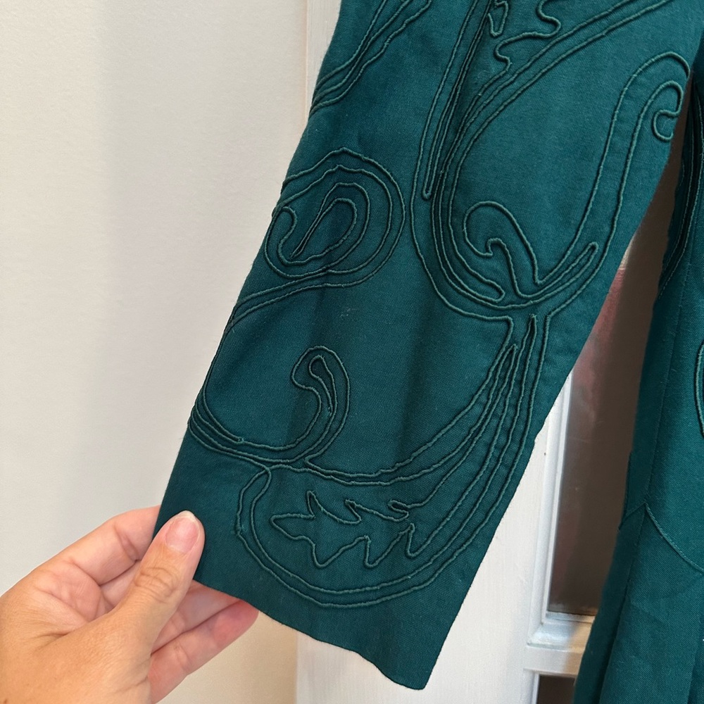 Vintage Talbots Emerald Teal Paisley Long Sleeve Midi Dress Women’s Size 12 P - Picture 7 of 12